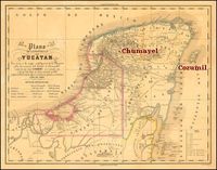 Mapa de la Península de Yucatan, 1861 · Chumayel y Cozumil ·
